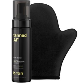 b.tan Kit de autobronceador oscuro | Paquete de espuma bronceadora oscura con aplicador de guante autobronceador, bronceador 100% natural sin sol, bronceado rápido, sin olor a bronceado falso