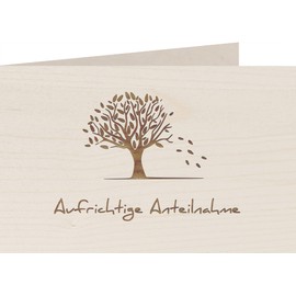 myZirbe Wooden Card – Sincere Condolence Card at Funeral Mourning Farewell – Condolence Card, Postcard, Greeting Card, Folding Card, Invitation, Wood Type: Maple
