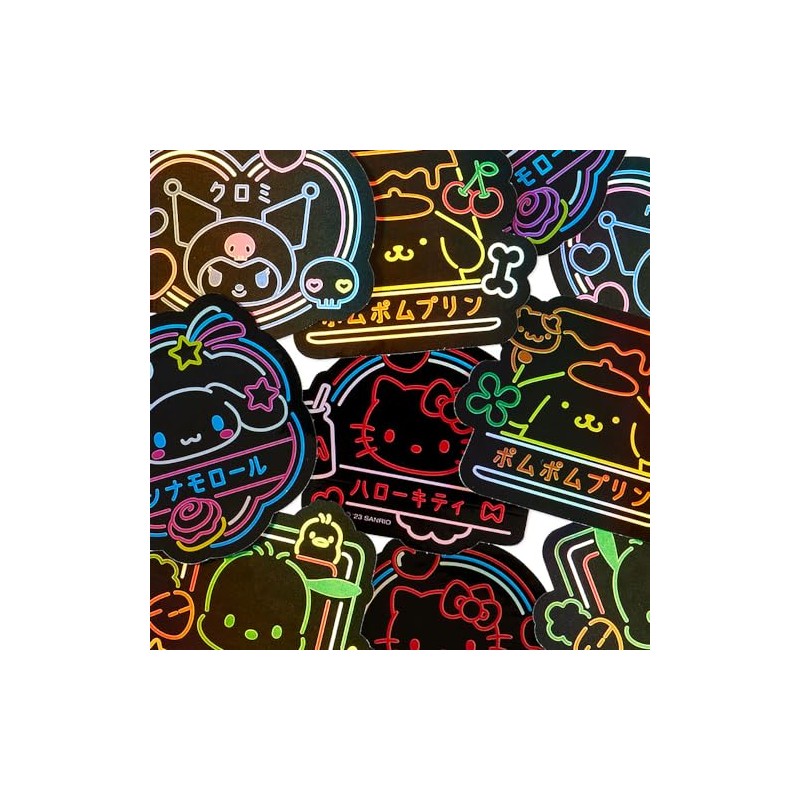 Sanrio 563331 Sanrio Characters Sticker Set (Sanrio Vivid Neon)