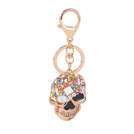 bstedyas Cute Crystal Keychain Ocean Animal Keyring Car Bag Accessory Pendant Purse Charm Handbag Decor Ornaments, Gold Skull, Small