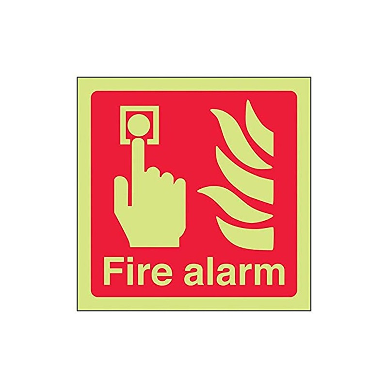 Vsafety 13011AF-G'Fire Alarm Logo' Sign, Square, 100 mm x 100