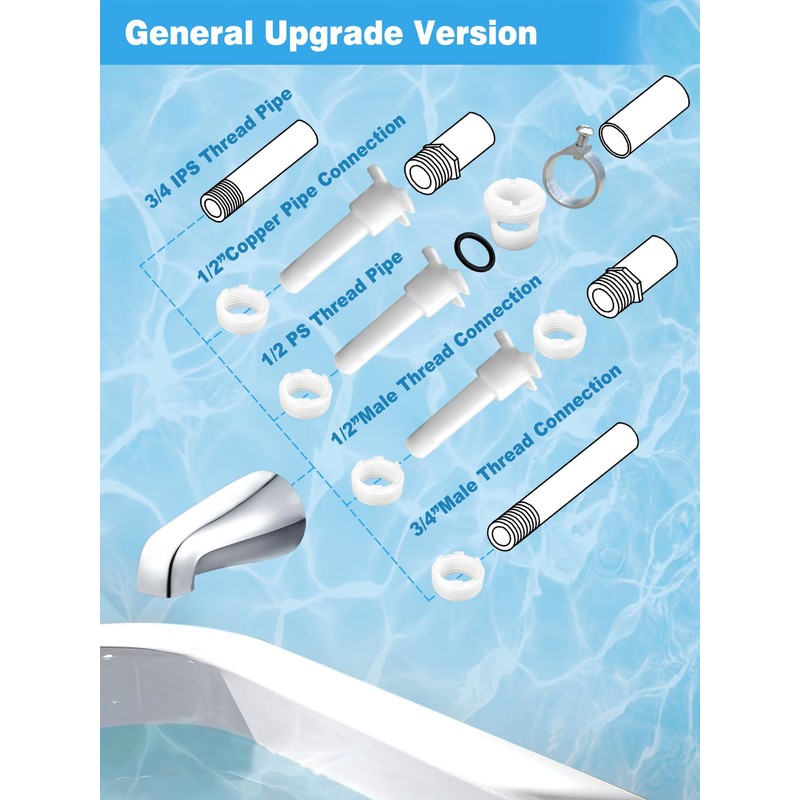 Universal Tub Spout with 5 in 1 Adapter, Bathtub Faucet