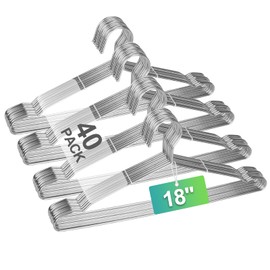 Fotoumgl Metal Hangers Heavy Duty 18 Inch Clothes Hangers, Space Saving and Non-Slip Groove Stainless Steel 40 Pack Rustproof Clothes Hangers (11lb & 3.2mm), for Suits, Shirts, Pants, Dresses (Silver)