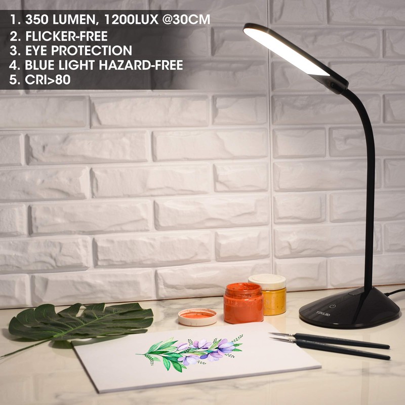TEKLED® LED Desk Lamp | Stepless Dimmable with Flexible Gooseneck