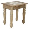 SAVON Wooden Side end Table Square White Paisely Carved