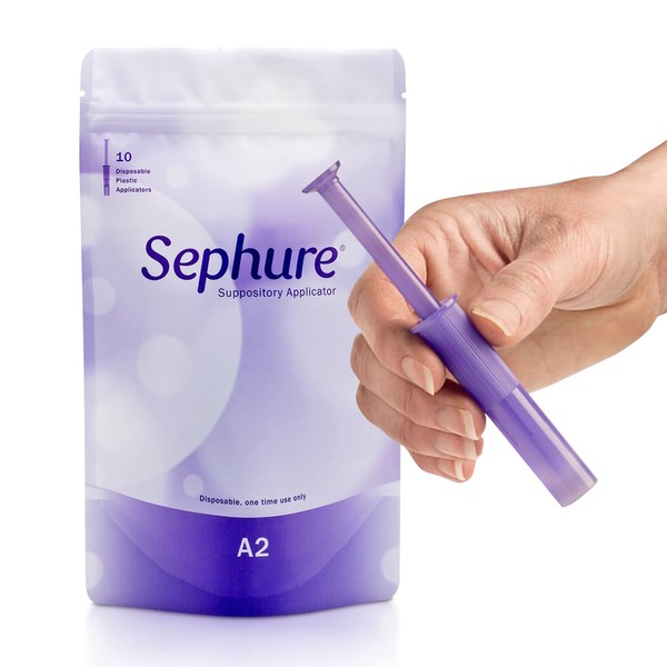 Sephure Easy-to-Use Suppository Applicator for Women and Men, Disposable Applicator for Suppositories for Constipation from Various Brands, 1-Pack, 10-Count, Size A2