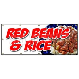 48"x120" RED Beans and Rice Banner Sign Louisiana Cajun New Orleans Homemade