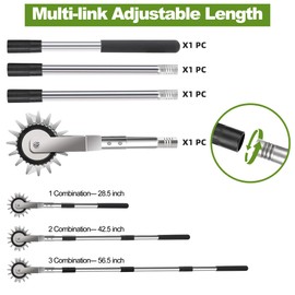 QWUIU Wheel Rotary Manual Edger Lawn Tool, Grass Edge Trimmer, Sidewalk Lawn Edger Tool, Adjustable 3 Sections Stainless Steel Handle, Ergonomic, 56"