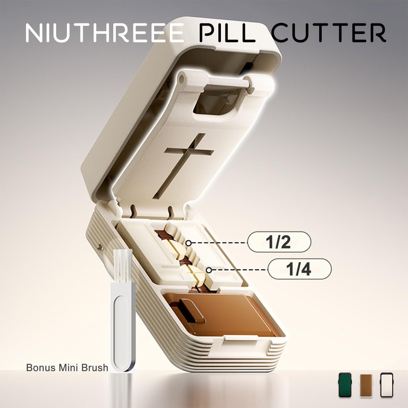 Pill Cutter - 1/4 & 1/2 Pill Splitter for Small
