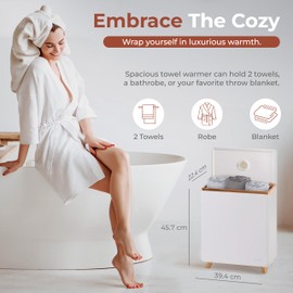 SereneLife Luxury Rectangle Towel Warmer - Spa & Bathroom Heater with Custom Fragrance, Auto Shut-Off, Fits 2 large Towels, Blankets, Bathrobes, PJ's - Perfect Gift for Him & Her (Rose Gold)