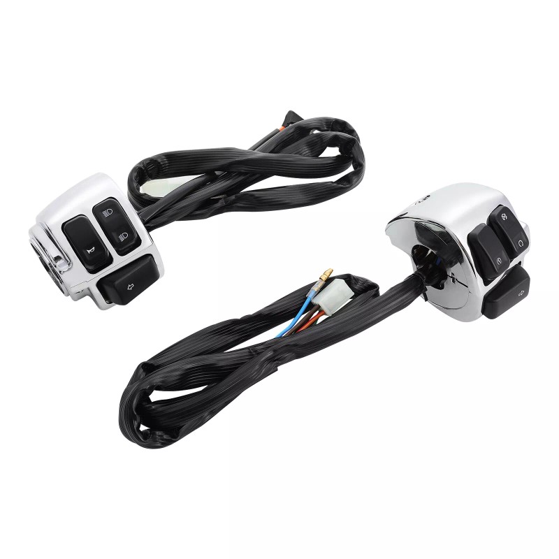 Dreamizer Chrome Motorcycle 1" Handlebar Control Switches+ Wiring Harness For
