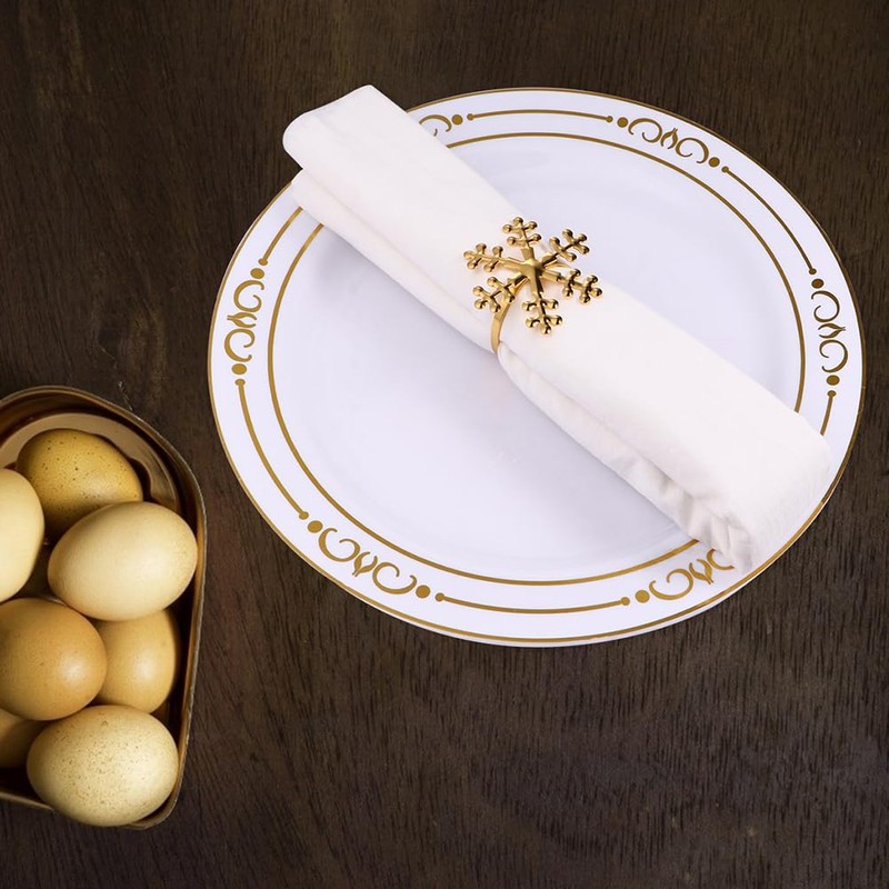 Alipis 12 Pcs Snowflake Napkin Ring Gold Snowflake Napkin Rings