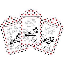 Steamboat Willie Thank You Tags - 12-Pack, Nautical Birthday Party Supplies, Pirate Decoration, Mouse Party Favors, Sailor-Themed Baby Showers or any Celebration