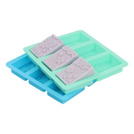 Rectangle Silicone Soap Molds - 2pc Set New 6 Cavity Different Pattern Silicone soap Mold Soap Making Supplies,6 Cavities Rectangle Silicone Molds for Homemade Craft Soap Mold