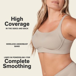 Leonisa Wireless Bras for Women, Light Support Bra, Comfortable Back Smoothing Design Beige