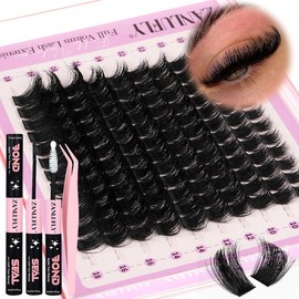 zanlufly Lash Clusters KIt D Curly Lash Extension Kit Volume Thick Eyelash Extension Kit Full Mega Individual Lashes Kit Comestic Makeup:_Full Mega Lashes