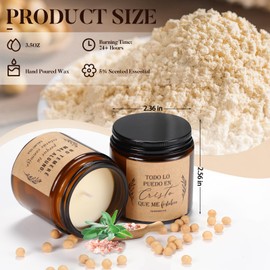 10 Jars Christian Religious Scented Candle Gift Bulk Women Set 3.5 oz Catholic Bible Verses Church Gift for Faith Mother's Day Friends Teacher Employee Inspirational Coworker(Amber,Spanish)