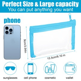 Tyqour 4Pcs 6 x 3.5 inch Clear Cosmetic Bags with Zipper Small Makeup Pouch Travel Pouches Waterproof Zipper Bags for Organizing Daily Toiletries Travel Office Supplies
