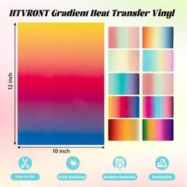 HTVRONT Gradient Heat Transfer Vinyl - 11 Sheets 12'' x 10'' Iron On Vinyl for T-Shirts, Crafts - Multi-Color Ombre HTV Vinyl Easy Cut & Weed