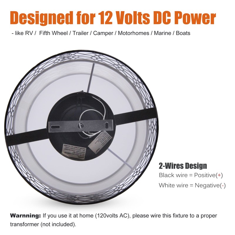 Facon 12V RV Pendant Light Fixtures - 11'' Interior Ceiling