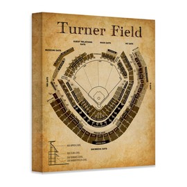 Turner Field Seating Chart 16x20 Stretched Canvas Poster – Vintage Turner Field Art, Braves Stadium Map & Diagram, Baseball Sports Memorabilia – Great for Fans, Man Caves, Game Rooms & Sports Bars