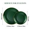 50PCS Green Gold Plastic Plates for 25 Guests, Hefty Disposable