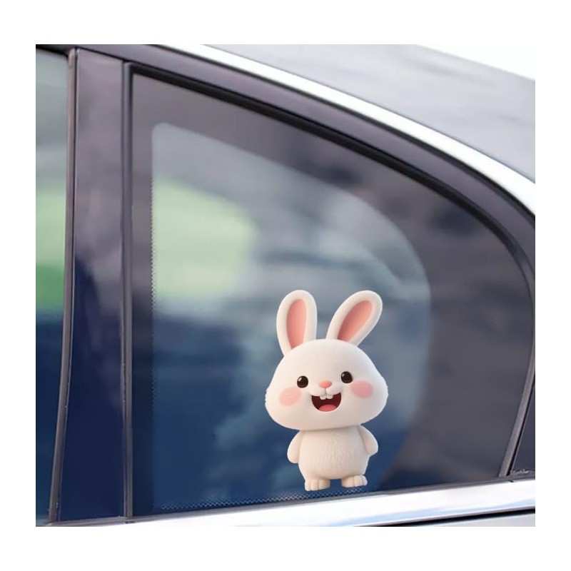 Cute Bunny Car Window Sticker, Waterproof Laptop Decal, 2-Piece Set,