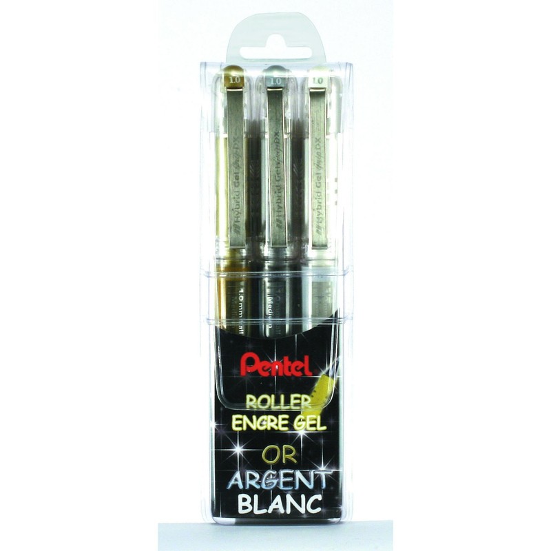 Pentel Hybrid Gel Grip DX K230 Pack of 3/3 Rollerball