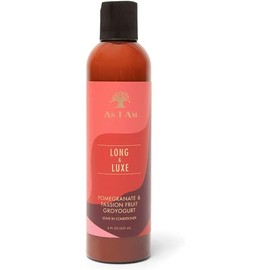 As I Am Long and Luxe GroYogurt - Acondicionador sin aclarar - 8 oz - Hidrata e hidrata rizos y bobinas - Enriquecido con yogur, granada y fruta de la pasión