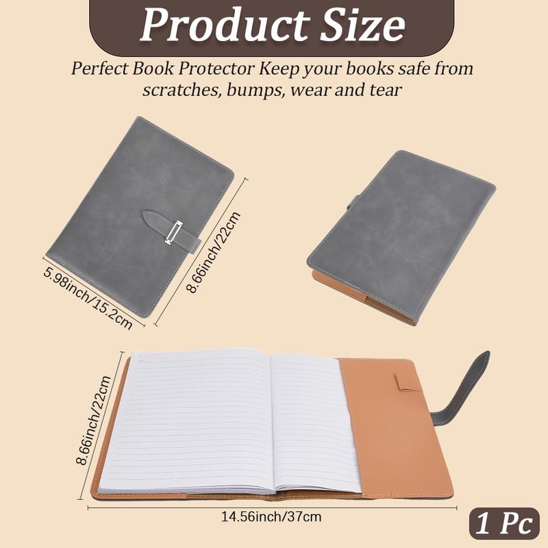 craspire A5 Leather Notebook Cover Grey Waterproof Envelope Folder Refillable