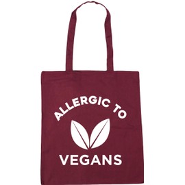 Hippowarehouse Allergic to Vegans Tote Shopping Gym Beach Bag 42cm x38cm, 10 litres