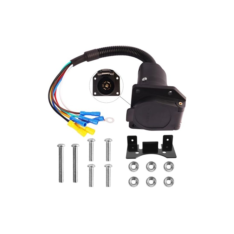 7 Pin Trailer Plug, 7 Way RV Trailer Light Connector