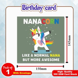 Papa Prints® Nana Birthday Card Nanacorn Birthday Cards for Women Funny (145 x 150 mm) Nana Birthday Cards with Envelope Happy Birthday Nana Card