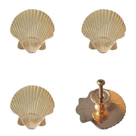 brandname RRRuo Seashell Cabinet Knobs Zinc Alloy for Wardrobe Dresser Cupboard Kitchen Beach Ocean Theme Pulls Handles Home Decorative Knobs Pack of 4 (Gold)