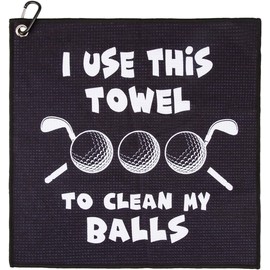 Golf Towel, Golf Ball Washer Pocket Pouch, Golf Gifts for Men Dad Him, Fun Golf Accessories,Golf Absorbent Cleaning Towels, for Golf Bags With Clip,Birthday, Golf Accessories (Black 1)
