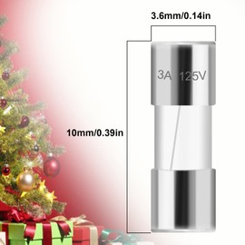 smseace 3A Christmas Light Fuses 20Pack 3A 3AMP 125 Volt Fuse 0.14 x0.39 inch /3.6x10mm 3 amp 125 Volt Fuse for String Lights