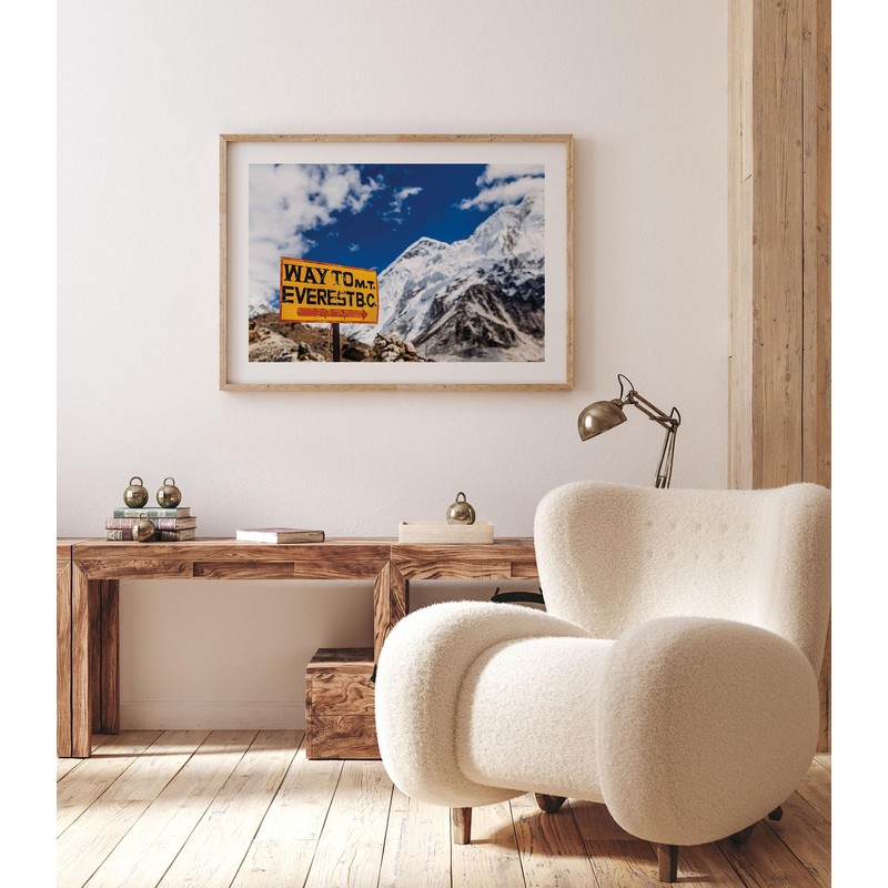 Lithobee - Mount Everest Signpost Himalayas - Printed Wall Art