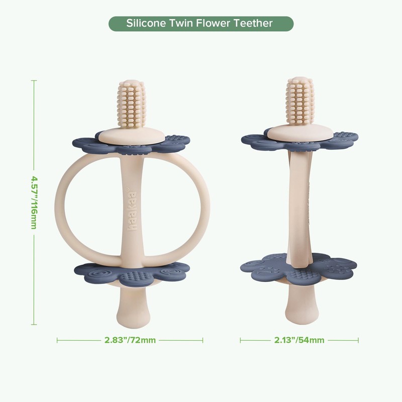 haakaa Silicone Teething Toy,Nipple-Shaped End for Gum Massage,360° Baby Toothbrush