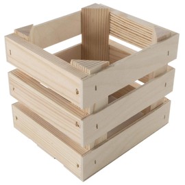 Small Cube Wooden Display Crate | 14 x 12 x 12 cm | Presentation Storage Box | Plain Unpainted & Untreated Pine for Craft