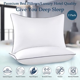 OPPOSY Bed Pillows for Sleeping 2Pack Medium Firm, Queen Size Set of 2, Cooling Pillows Hotel Quality with Premium Soft Down Alternative Fill for Back, Stomach or Side Sleepers（Pack of 2）