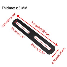 AUXBC 8 PCS 7.8" Black Flat Mending Plate Support with Slots, Straight Stainless Steel Repair Plates Brace Heavy Duty Thicken Fixing Bracket Connector Hardware with Screws(7.8"x0.78")