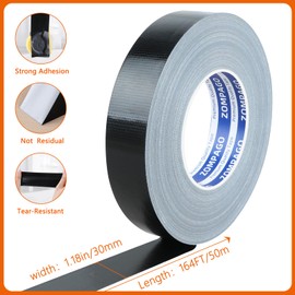 ZOMPAGO Strong Adhesive Cloth Weather Stripping Tape 1.18inx164FT,Black for Sliding Windows & Door Frames - Seal Strip for Soundproofing,Dustproof, Waterproof,Windproof-Durable and Wear Resistant