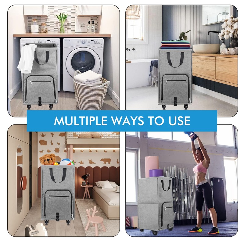 Laundry Hamper with Wheels, Bukere Large Rolling Laundry Basket with