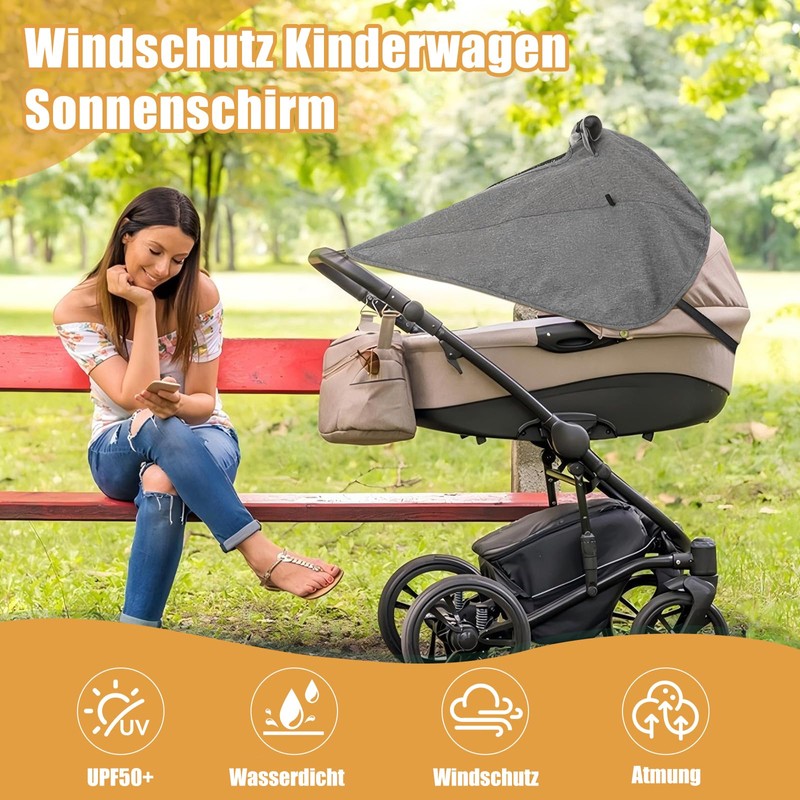 Awning Pram UV Protection 50+ and Waterproof, Sun Shade for