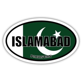 8.5x14 inches Large Islamabad Pakistan Flag Oval Sticker Construction Machine, Car, Truck, Locker, Wall, Window, Luggage