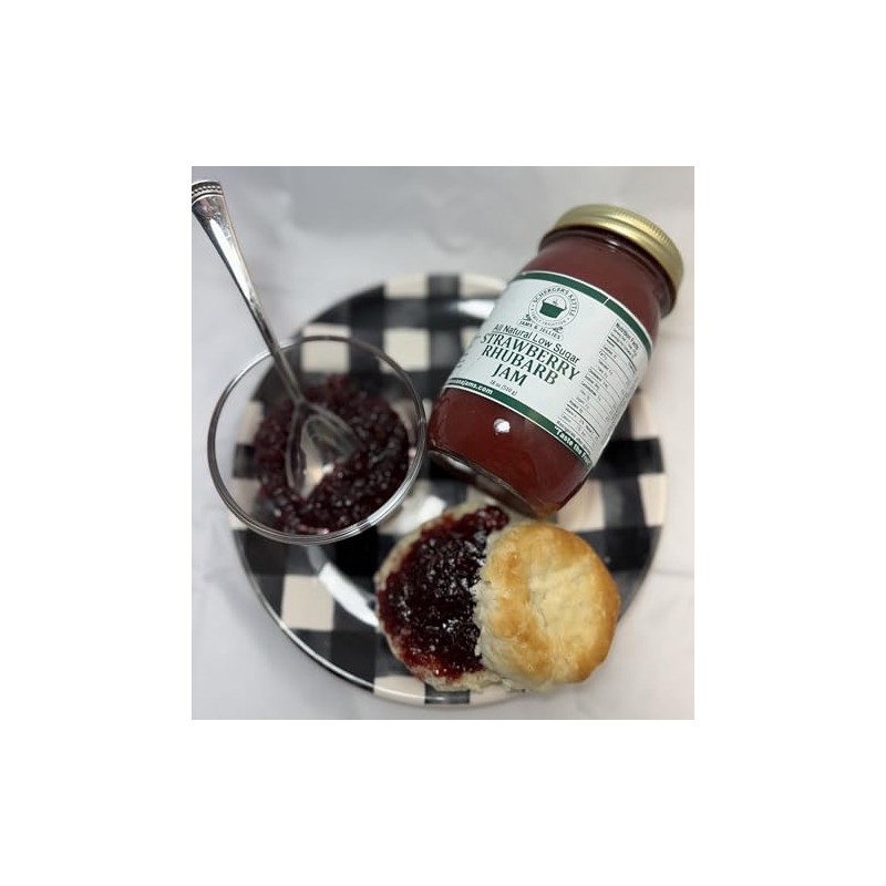 Strawberry Rhubarb Jam, All Natural/Low Sugar, 18 oz