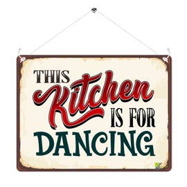 MP275 This kitchen is for dancing Funny Novelty Retro Vintage Metal Wall Sign Plaque 20cm x 15cm