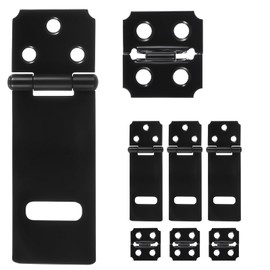 Lock Hasp Latch, 4 Pack Black Padlock Latch Hasp Lock Latches with Locks Latches Hardware Door Padlock for Bedroom Shed Cabinet Window Garden Yard Pet Cage