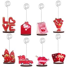 8 Pcs Valentine's Day Place Card Holder Valentines Table Centerpiece Decor Table Number Holders Valentine Table Memo Sign Picture Menu Clips for Wedding Bridal Shower Party Table Decorations