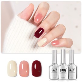 GAOY Gel Nail Polish Kit, 3 Colors 16ml Jelly Pink Off White Red, Sheer Soak Off UV Gel Polish Set - Creamy Berry